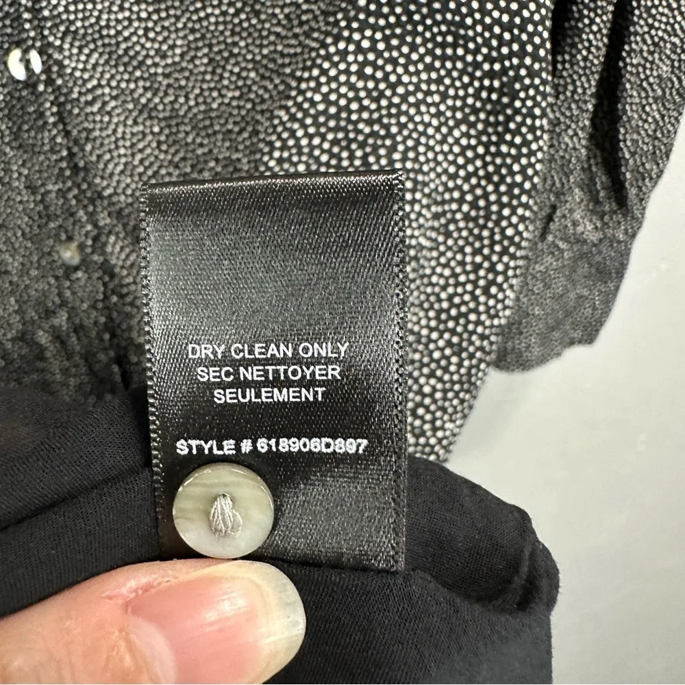 REBECCA TAYLOR Tie-Neck Button-Front Long-Sleeve Sprinkle-Dot Silk Dress - Picture 10 of 10